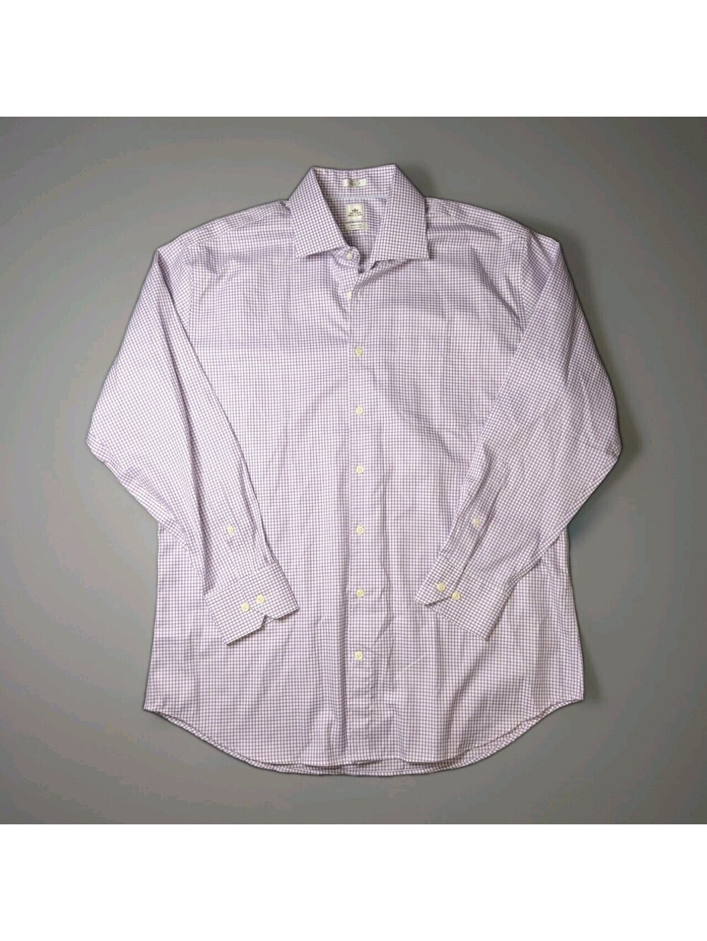 Peter Millar Nanoluxe Dress Shirt Purple Check 17 Long Cotton